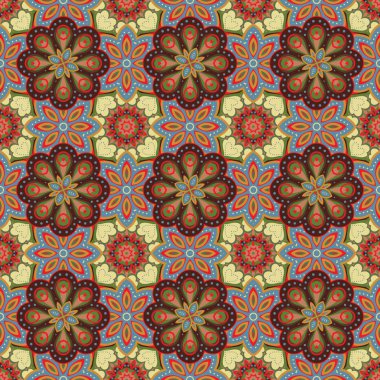 Dikişsiz renkli desen oryantal tarzı. Islam, Arapça, Asya motifleri