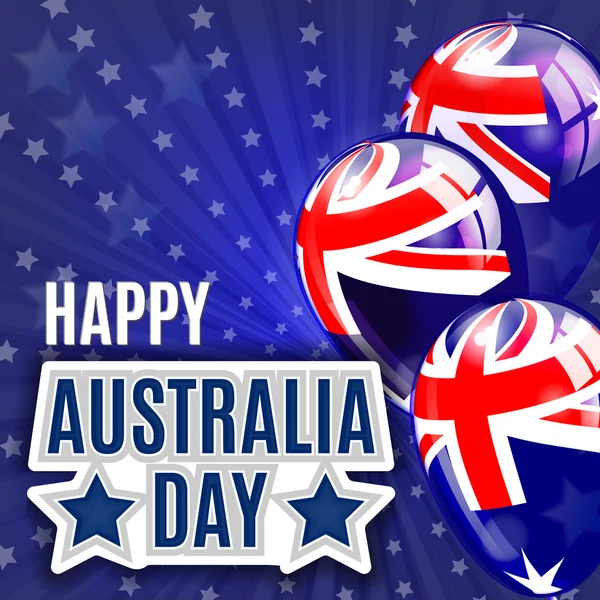 Australia Day Background, National Celebration Card, Grunge Background, Badges Vector Emblem (en inglés). Día de Australia letras y globos. 10 EPS. Ilustración vectorial . — Archivo Imágenes Vectoriales