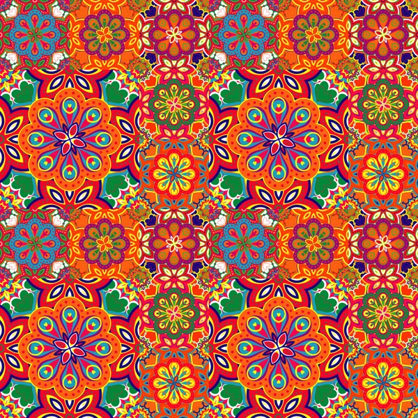 Seamless pattern on the tiles, majolica, arabic, green, orange, vector — Stockový vektor