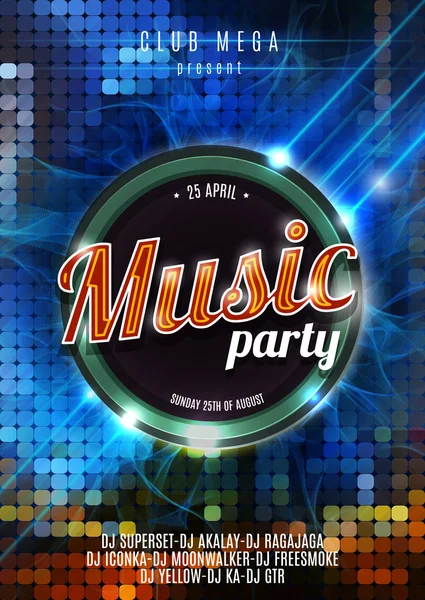Night Music Party Poster Blue Cold Background Template - Vector Illustration