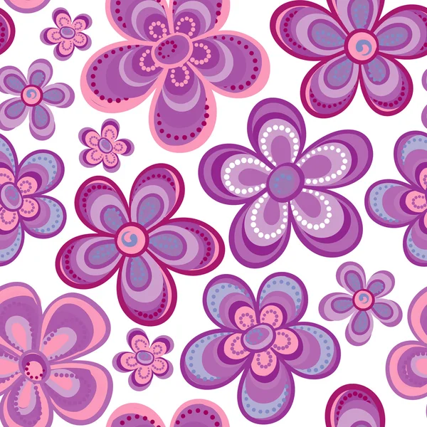 Vector seamless floral pattern in doodle style. Bright pattern with flowers. Background for wallpaper, paper, greeting cards, invitations and tissues. — Stock vektor