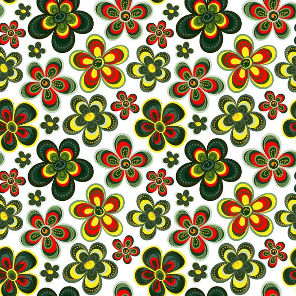 Vektornahtloses Blumenmuster im Doodle-Stil. helles Muster mit Blumen. Hintergrund für Tapeten, Papier, Grußkarten, Einladungen und Taschentücher. — Stockvektor