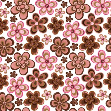 Vector seamless floral pattern in doodle style. Bright pattern with flowers. Background for wallpaper, paper, greeting cards, invitations and tissues.