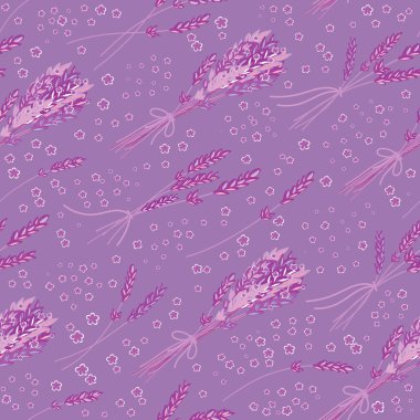Vector seamless pattern with hand drawn lavender illustration. Vintage violet background with lilac lavender flowers sketch. Used for fabric, paper and other printing and web projects