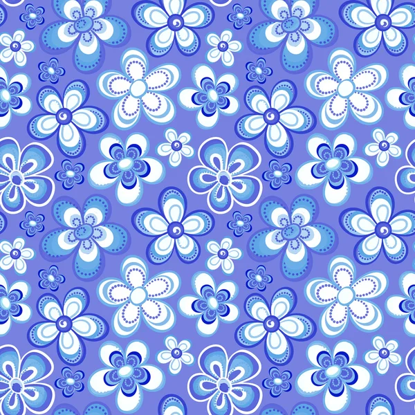 Vector floral pattern in doodle style with flowers. Gentle, spring floral background. — Stockový vektor