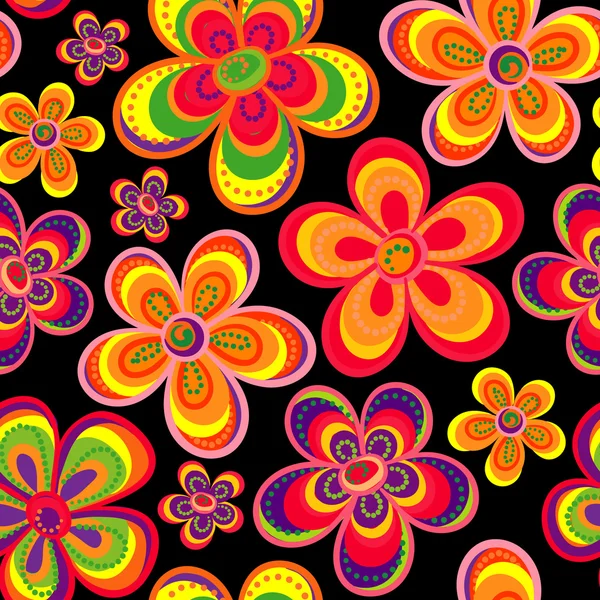 Modèle floral vectoriel en style doodle avec des fleurs. Doux, fond floral de printemps . — Image vectorielle