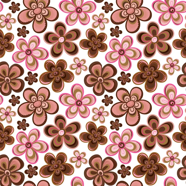 Vector seamless floral pattern in doodle style. Bright pattern with flowers. Background for wallpaper, paper, greeting cards, invitations and tissues. — Stockový vektor