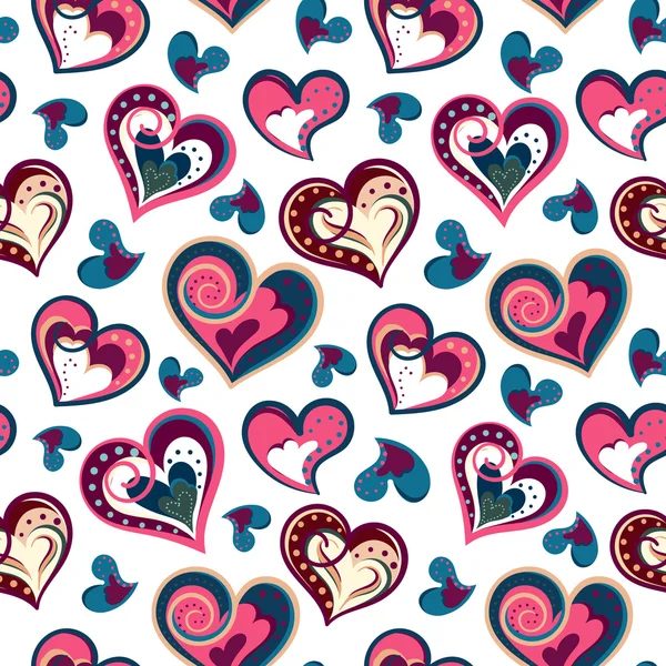 Patrón de corazones sin costura de San Valentín. Mano dibujada. Patrón de corazones sin costuras. Mano dibujada. Ilustración vectorial . — Vector de stock
