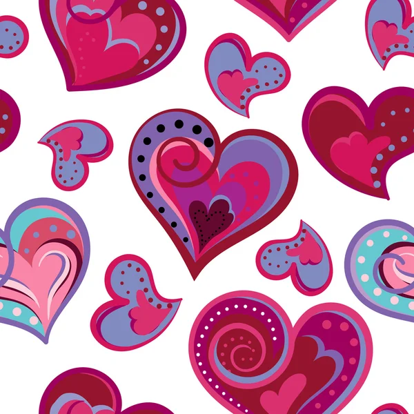 Hearts seamless pattern. Doodle hand draw vector background — Stock Vector