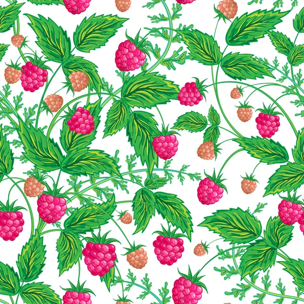 Seamless raspberry pattern. Cute hand drawing raspberry background. Vector illustration. For cards, invitations, wedding or baby shower albums, backgrounds, wallpapers, arts and scrapbooks. — Stok Vektör