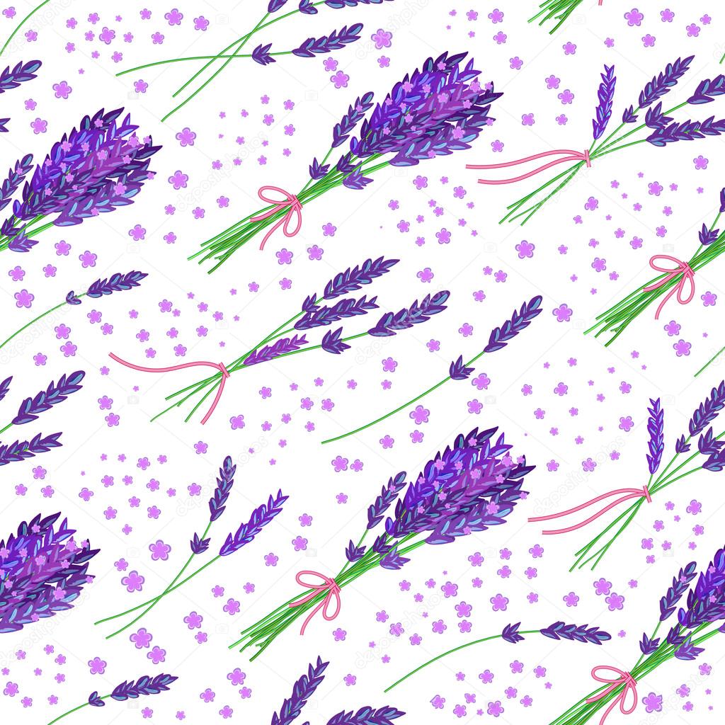 Vector seamless pattern with hand drawn lavender illustration. Vintage background with lavender flowers sketch. Used for fabric, paper and other printing and web projects