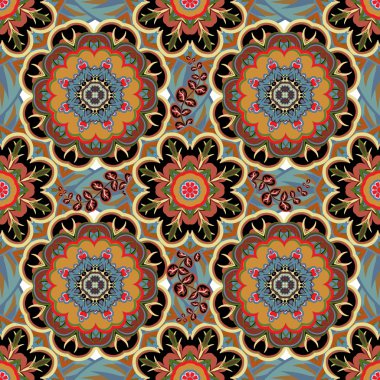 Sorunsuz imkanı desen kraliyet lüks klasik damasko vektör tasarımı döşenir. Vektör parlak kahverengi deseni. 