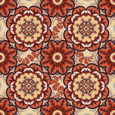 Sorunsuz imkanı desen kraliyet lüks klasik damasko vektör tasarımı döşenir. Vektör parlak kahverengi deseni. 