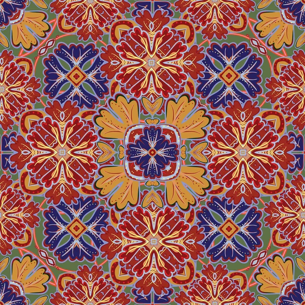Бесшовный узор из красочной марокканской плитки, орнаменты. Can be used for wallpaper, pattern fills, web page background, surface textures . — стоковый вектор