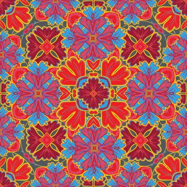 Dikişsiz desen renkli fayans Faslı, dan süsler. Duvar kağıdı, desen dolgularını, web sayfası arka planı, yüzey dokuları için kullanılabilir.