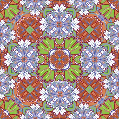 Dikişsiz desen renkli fayans Faslı, dan süsler. Duvar kağıdı, desen dolgularını, web sayfası arka planı, yüzey dokuları için kullanılabilir.