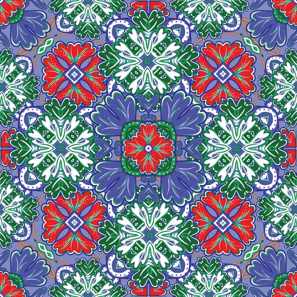 Nahtloses Muster aus bunten marokkanischen Fliesen, Ornamenten. kann für Tapeten, Musterfüllungen, Webseiten-Hintergrund, Oberflächentexturen verwendet werden. — Stockvektor