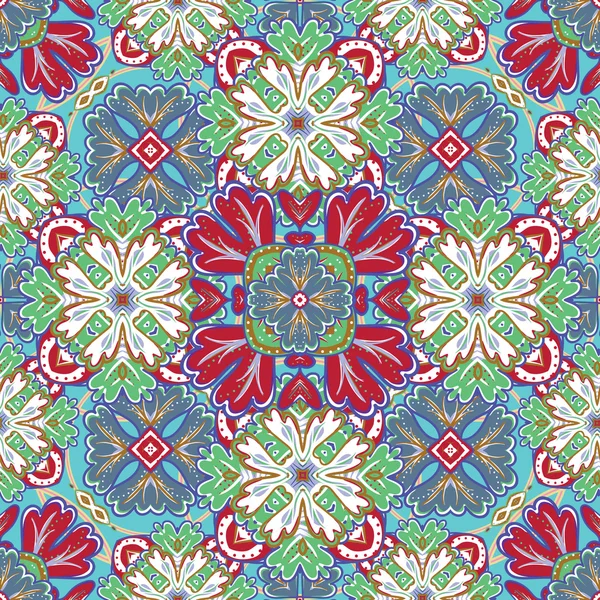 Nahtloses Muster aus bunten marokkanischen Fliesen, Ornamenten. kann für Tapeten, Musterfüllungen, Webseiten-Hintergrund, Oberflächentexturen verwendet werden. — Stockvektor