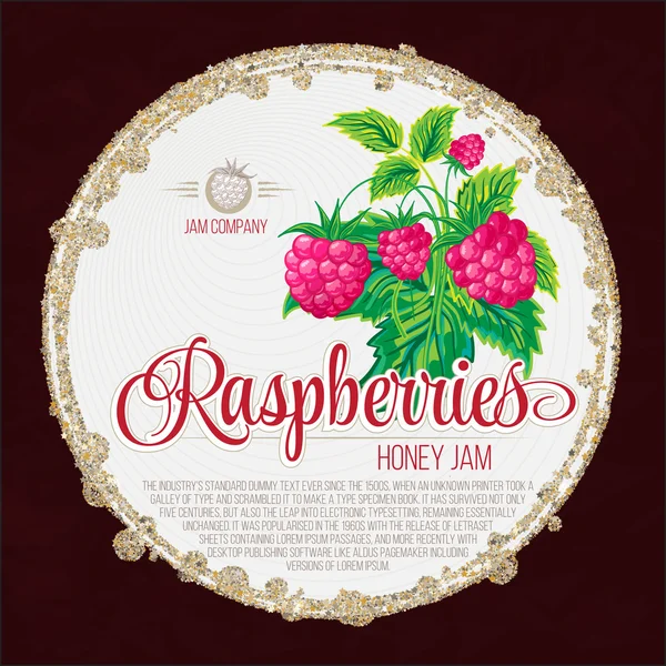 Raspberry Jam Label template design. Vector illustration — Stock Vector