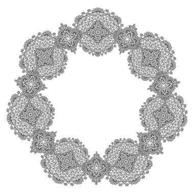 unique coloring book square page for adults - floral authentic circle frame design, joy to older children and adult colorists, who like line art and creation, vector illustration