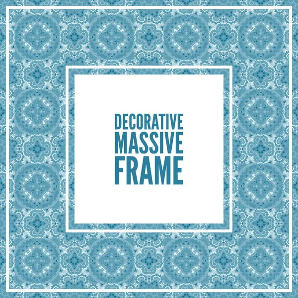 Beautiful floral design decorated colorful frame in square. Vector blue background. — Stock vektor