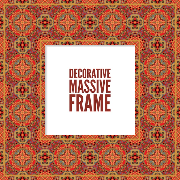 Hermoso diseño floral decorado marco colorido en cuadrado. Vector marrón fondo rojo . — Vector de stock