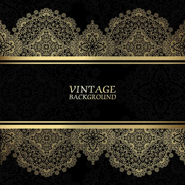 Fundo de ouro vintage, divisor, cabeçalho, moldura de vetor de renda ornamental —  Vetores de Stock