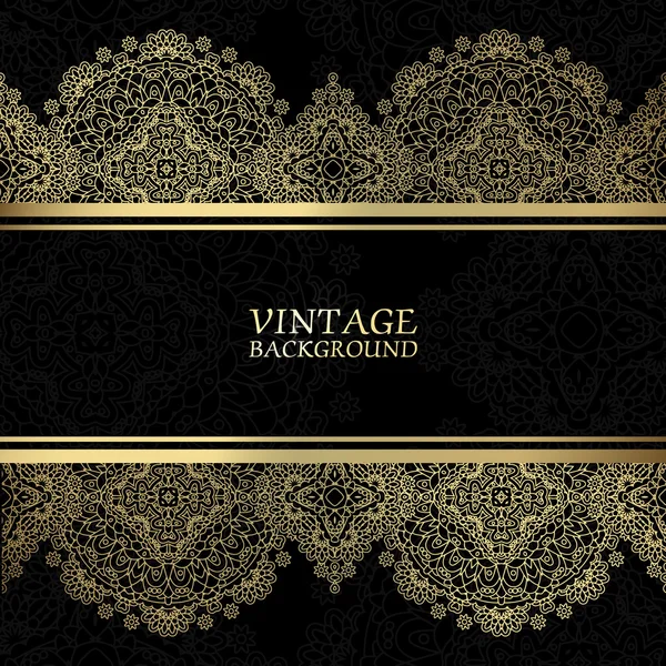 Vintage gold  background, divider, header, ornamental lacy vector frame — Stock Vector