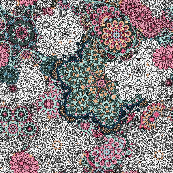 Modèle sans couture avec des éléments mehendi. Illustration vectorielle Paisley bleu indien rose blanc . — Image vectorielle