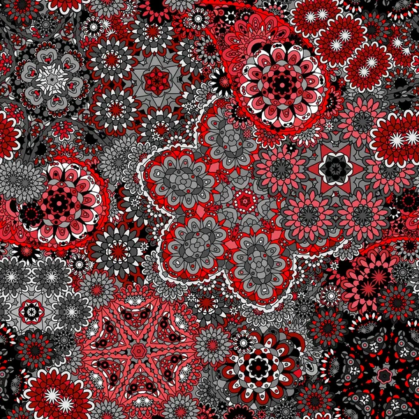 Traditional oriental paisley pattern. Seamless vintage red gray flowers background. Decorative ornament backdrop for fabric, textile, wrapping paper, card, invitation, wallpaper, web design. — 스톡 벡터