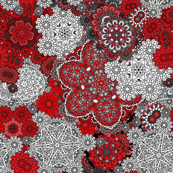 Traditionelles orientalisches Paisley-Muster. nahtlose vintage rot-grau Blumen Hintergrund. dekorative Ornamentkulisse für Stoff, Textil, Packpapier, Karte, Einladung, Tapete, Webdesign. — Stockvektor