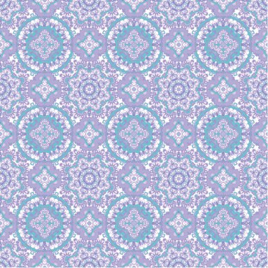 Seamless tiled pattern Royal luxury classical damask vector design. Pastel blue lilac background. Vector stock illustration.