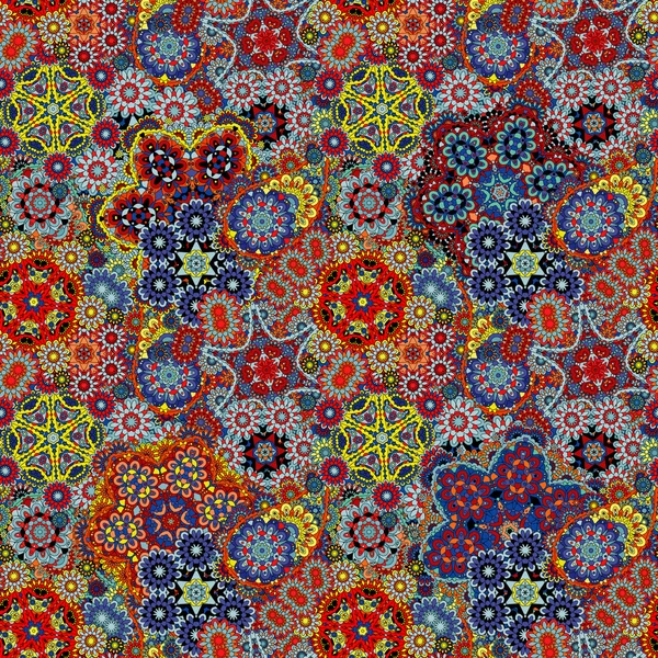 Paisley seamless pattern. Vintage red brown gold background in batik style — 스톡 벡터
