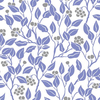 Vector Seamless Floral Pattern. Art Deco vintage pattern with blueleaves. Hand Drawn Floral Texture, Decorative Flowers, Coloring Book