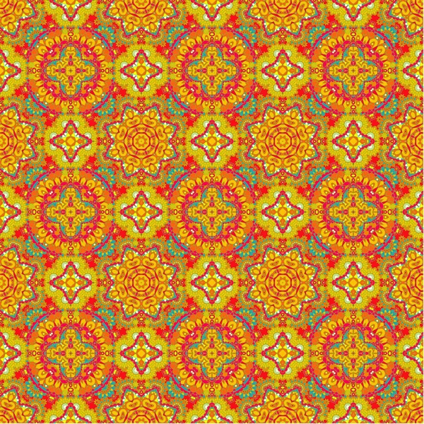 Seamless pattern. Abstract texture with abstract flowers. Endless vector background. Ethnic lace pattern. Orange red backdrop. — 스톡 벡터