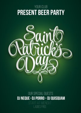 St. Patrick'ın gün poster. Bira partisi yeşil arka plan hat işareti ile. Vektör çizim