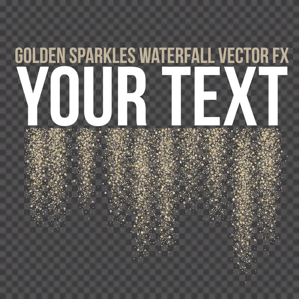 Vector golden sparkling falling tails. Stardust trail. Firework glittering wave. — Stok Vektör
