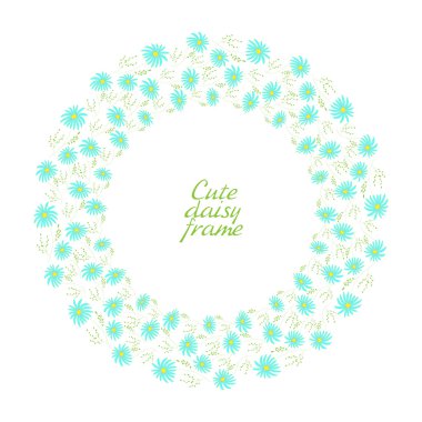Floral background with daisy, vector illustration. Daisy wreaths. Hand drawn doodles.