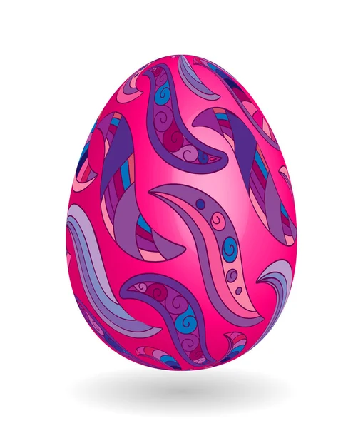 Isolated Easter eggs. Happy Easter. Vector objects. 3D. Realistic Easter eggs. Vector background.  Doodle pattern on pink egg. — Stock Vector