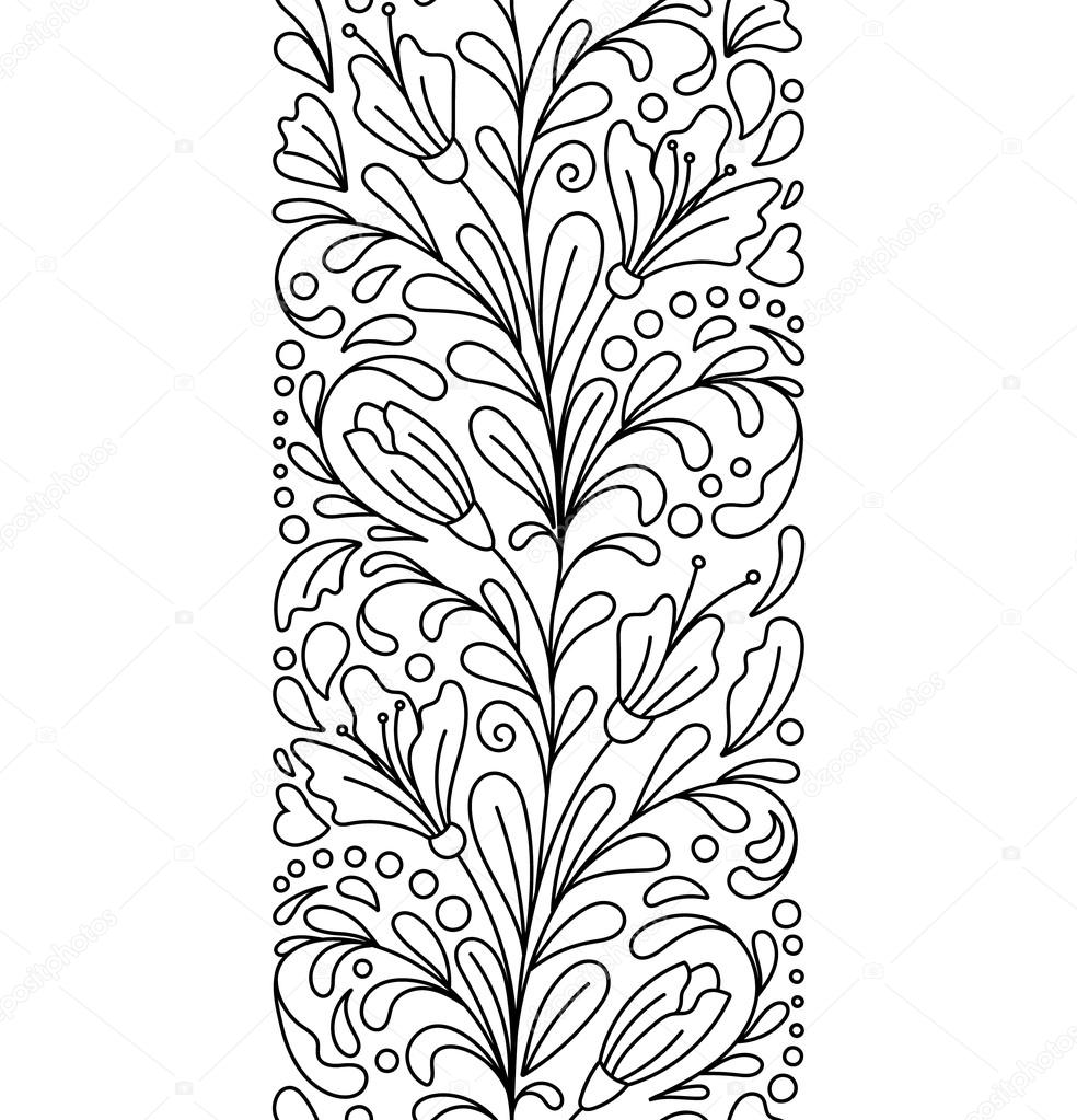 Seamless Borders Vector In Doodle Style Floral Ornate Decorative