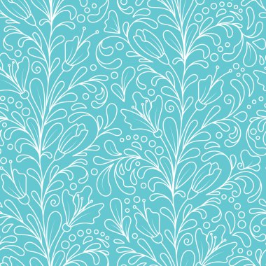 Ornate floral seamless texture, hand draw endless pattern with flowers. Doodle. Can be used for wallpaper, pattern fills, web page background, surface textures.