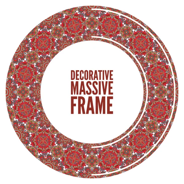 Colorful round ornamental frame, vector illustration, terracotta — Stock Vector