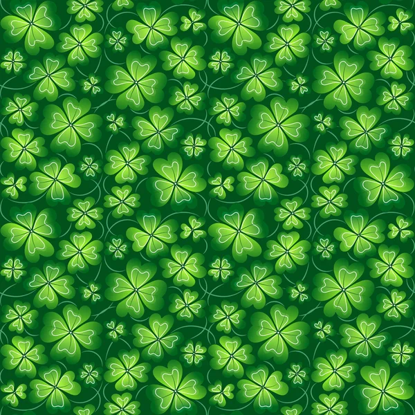 Dark green hand drawing seamless clover pattern, vector background for St. Patrick's Day — Stockvector