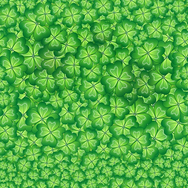 Vektor ilustrasi pola mulus dari padang rumput daun hijau semanggi - Stok Vektor