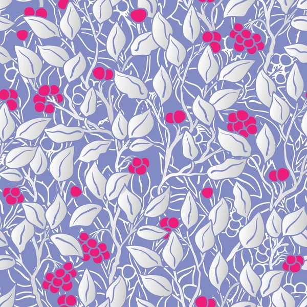 Hand painted eaves seamless floral pattern vector background. Leaf pattern. Doodle vector pattern. Pastel blue and silver. — Διανυσματικό Αρχείο