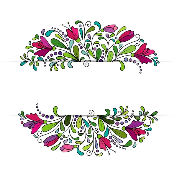 Vector Colorfull Floral Background. Hand Drawn Doodle Ornament with Flowers. Template for Greeting Card — Stockvector