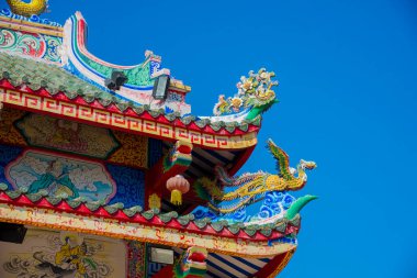  Tapınak çatısı, Çin tapınağı çatısı Asya sanatı, mavi gökyüzü arka planı.