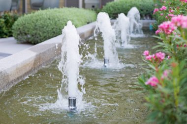    Bulanık, Çeşme, binanın önündeki havuzun suni su sıçratma çeşmesindeki su sıçraması..