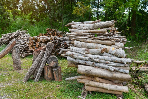 Una Pila Legna Ardere Accatastata Preparata Riscaldare Casa Legna Ardere — Foto Stock