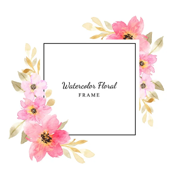 Hand Painted Watercolor Floral Frame — Stock Vector